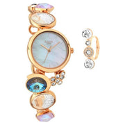 Titan 95128WM01F Raga Moments Of Joy watch for women with mother of pearl dial and rose gold metal strap, primary product view
