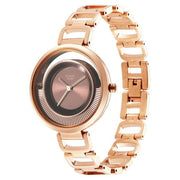 Titan 95140KM01 women's watch with rose gold strap and round case
