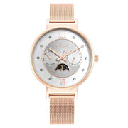 Titan 95144WM01 Slimline watch with silver dial and rose gold strap, official product view 2