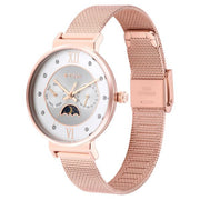 Titan 95144WM01 Slimline watch with silver dial and rose gold strap, official product view 3