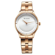 Titan 95185WM02 White dial watch with Rose Gold Stainless Steel strap, official product gallery image 1