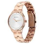 Titan 95185WM02 White dial watch with Rose Gold Stainless Steel strap, official product gallery image 3
