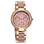Titan 95187KD02 Purple Acetate watch with mother of pearl dial and two toned strap, official product view 2