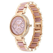 Titan 95187KD02 Purple Acetate watch with mother of pearl dial and two toned strap, official product view 3