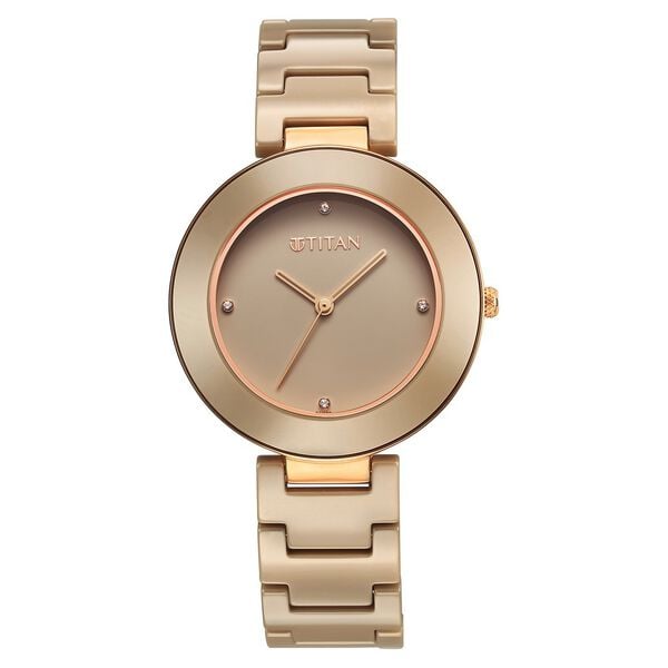 Titan 95189KC04 Purple Ceramics Quartz Analog Watch with Pink Dial and Pink Ceramic Strap for Women