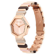 Titan 95207WD01 Purple Glitz watch with rose gold dial and rose gold strap, official product view 3