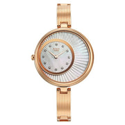 Titan 95224WM02F Raga watch front view with mother of pearl dial and rose gold strap