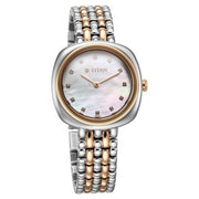 Titan 95241KM01 Purple Aura watch with mother of pearl dial and two toned strap, official product view 2