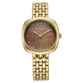 Titan 95241YM01 Aura Quartz Analog Watch with Brown Mother-of-Pearl Dial and Golden Stainless Steel Strap for Women 32mm