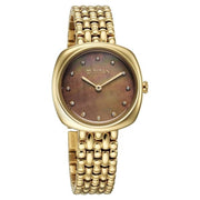 Titan 95241YM01 Brown Mother of Pearl dial watch with Golden Stainless Steel strap, official product gallery image 2