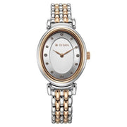 Titan 95242KM01 Purple Aura watch with silver dial and two toned strap, official product view 1