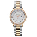 Titan 95247KM03 Purple Prestige Quartz Analog Watch with Date, White Dial and Brown Stainless Steel Strap for Women 33mm