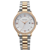 Titan 95247KM03 white dial watch with brown strap, main product view showing the watch design