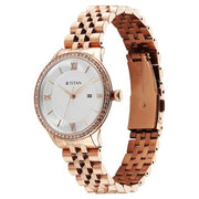 Titan 95247WM01 women's watch with rose gold strap and round case