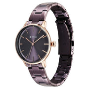 Titan 95248KM01 TGIF Quartz Analog Watch with Brown Dial and Purple Stainless Steel Strap for Women - angled view