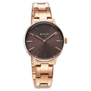 Titan 95248WM01 TGIF Quartz Analog Watch with Brown Dial and Rose Gold Stainless Steel Strap for Women - alternate front view