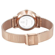 Titan 95248WM02 TGIF Quartz Analog Watch with Mother of Pearl Dial and Rose Gold Stainless Steel Strap for Women - caseback view