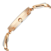 Titan 95250WM02F Raga Power Pearls women's watch with mother of pearl dial and rose gold metal strap, side profile showing the case