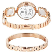 Titan 95250WM02F Raga Power Pearls women's watch with mother of pearl dial and rose gold metal strap, caseback and bracelet