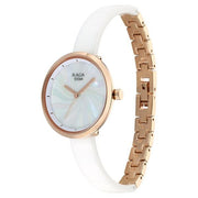 Titan 95253KD01F Raga Memoirs women's watch with mother of pearl dial and white ceramic strap, dial and strap view