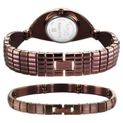 Titan 95254QM01F Raga Memoirs women's watch with mother of pearl dial and brown metal strap, additional product view