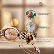 Titan 95258WM01F Raga Memoirs women's watch with mother of pearl dial and rose gold metal strap, alternate view