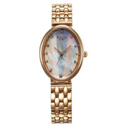 Titan 95258WM01F Raga Memoirs women's watch with mother of pearl dial and rose gold metal strap, dial and strap view