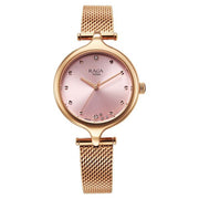 Titan 95268WM01 Raga Showstopper women's watch with rose gold dial and rose gold metal strap, front view