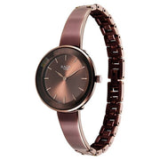 Titan 95276QM01 angled view showing the brown dial and matching bracelet
