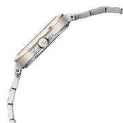 Titan 95291KM01 Slim Square Quartz Analog Watch with Date, Silver Dial and Two-Tone Stainless Steel Strap for Women - side profile