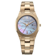 Titan 95295WM01 Workday Wonders Quartz Analog Watch with Date, Mother of Pearl Dial and Rose Gold Stainless Steel Strap for Women - front view