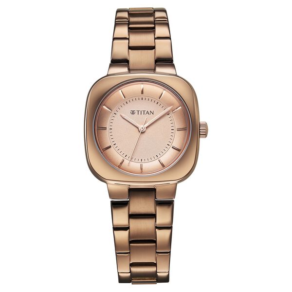 Titan 95296QM01 Horizon Quartz Analog Watch with Brown Dial and Stainless Steel Strap for Women