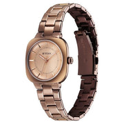 Titan 95296QM01 Horizon Quartz Analog Watch with Brown Dial and Stainless Steel Strap for Women - angled view