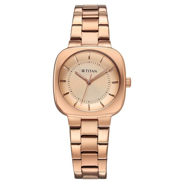 Titan 95296WM01 Horizon Quartz Analog Watch with Rose Gold Dial and Rose Gold Stainless Steel Strap for Women