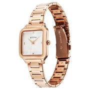 Titan 95297WM01 Horizon Quartz Analog Watch with White Dial and Rose Gold Stainless Steel Strap for Women - angled view