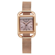 Titan 95298WM01 Horizon Quartz Analog Watch with Pink Dial and Rose Gold Stainless Steel Strap for Women - front view