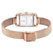 Titan 95298WM01 Horizon Quartz Analog Watch with Pink Dial and Rose Gold Stainless Steel Strap for Women - caseback view