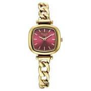 Titan 95302YM01 Raga Showstopper women's watch with maroon dial and gold metal strap