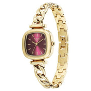 Titan 95302YM01 women's watch with gold metal strap