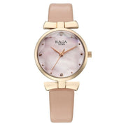 Titan 95308WL01 Raga Showstopper women's watch with pink dial and pink leather strap