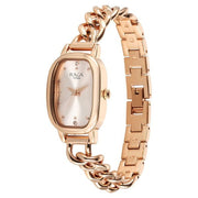 Titan 95309WM01 women's watch with rose gold strap and rectangular case