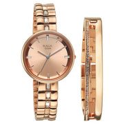 Titan 95310WM01F rose gold dial quartz analog watch for women
