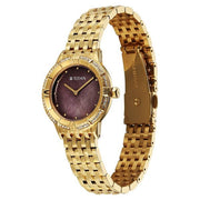 Titan 95316YM01 brown dial watch with gold strap, alternate product view showing the case and strap