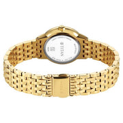 Titan 95316YM01 brown dial watch with gold strap, alternate view of the watch and bracelet