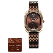 Titan 95317KM01 Purple Glamour Quartz Analog Watch with Brown Dial and Brown Stainless Steel Strap for Women - front view