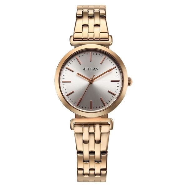 Titan 95321WM01 Workmode Quartz Analog Watch with Silver Dial and Rose Gold Stainless Steel Strap for Women 30mm