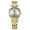 Titan 95321YM01 Workmode Quartz Analog Watch with Silver Dial and Golden Stainless Steel Strap for Women 30mm