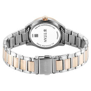 Titan 95326KM01 Purple Glamour Quartz Analog Watch with Date, Silver Dial and Two-Tone Stainless Steel Strap for Women - caseback view