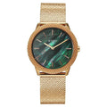 Titan 95331WM01 Purple Glamour Quartz Analog Watch with Green Mother of Pearl Dial and Rose Gold Stainless Steel Mesh Strap for Women 35mm