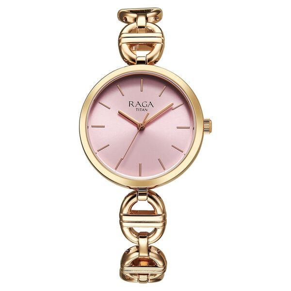 Titan 95353WM01 Raga Showstopper Quartz Analog Watch with Rose Gold Dial and Rose Gold Metal Strap for Women 32mm